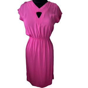 Vintage 90s Neon Orchid Purple Cutout Midi Pencil Stretch Dress Small/Medium